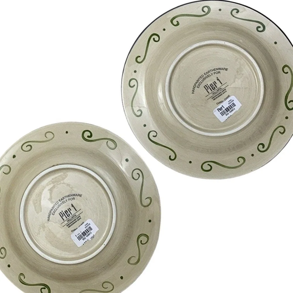 Pier 1 Vallarta Salad Bread Plates Handpainted Earthenware Floral Boho Set/2